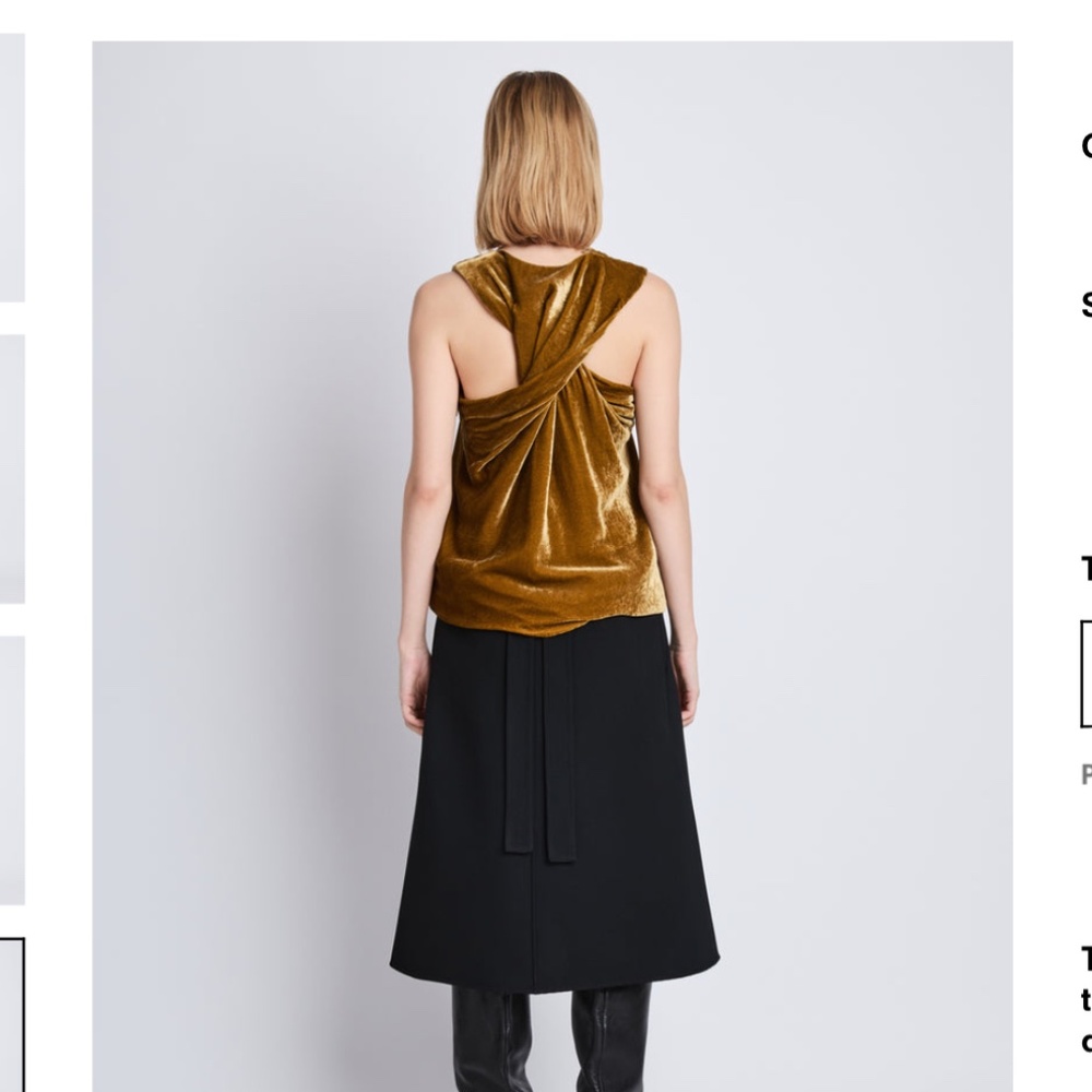 NWT Proenza Schouler Joyce Velvet Top in Ochre